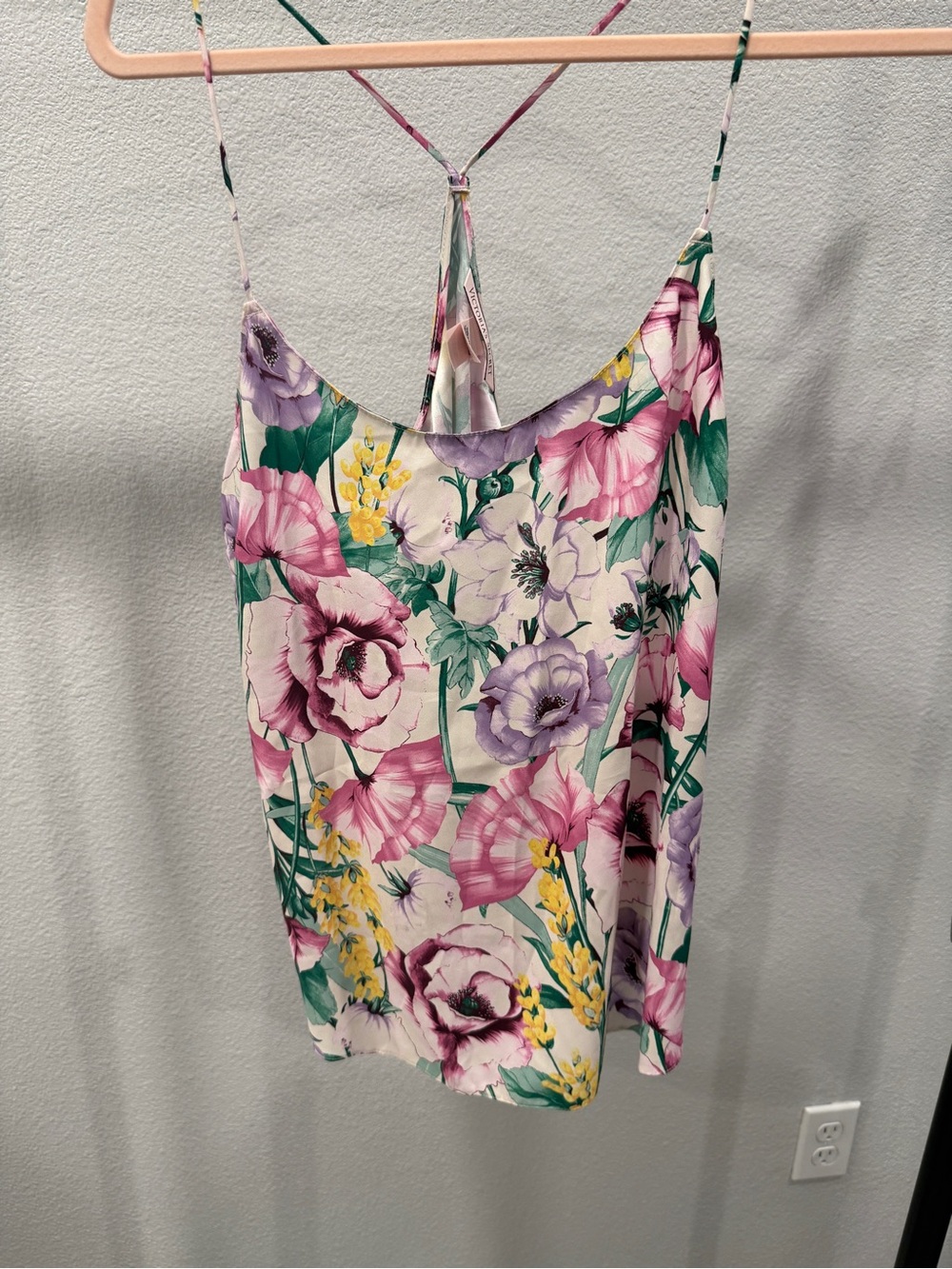 Victoria's Secret RARE Floral Satin Cami Baby Pink, Purple, Yellow, Green Large